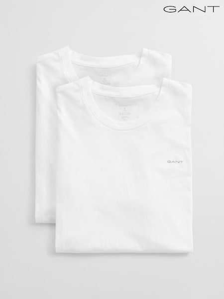 GANT White Crew Neck 100% Cotton  T-Shirt 2 Pack (F69725) | £42