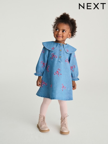 Bow Embroidered Denim Collar Dress (3mths-8yrs) (F69761) | £18 - £24