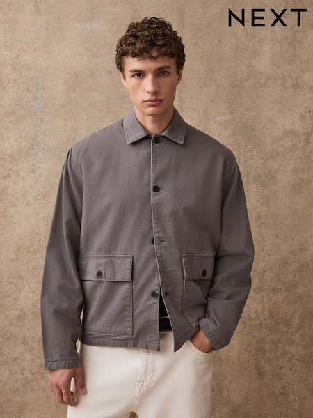 Charcoal Grey Boxy Fit Twill Shacket (F69827) | £48
