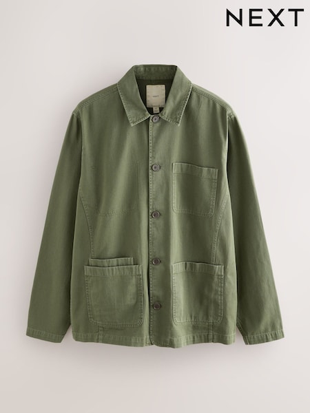 Green Chore Twill Shacket Overshirt (F69832) | £48