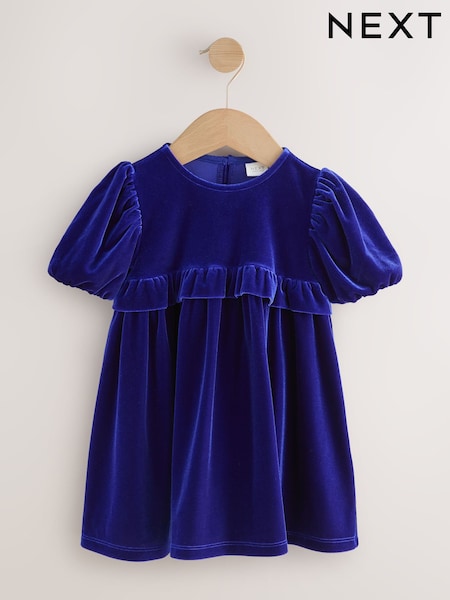 Blue Velvet Frill Party Dress (3mths-8yrs) (F69843) | £12 - £15