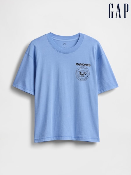 Gap Blue Ramones Heavyweight Cropped Graphic T-Shirt (F69868) | £40