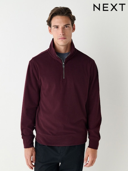 Burgandy Red Soft Touch Quarter Zip Neck Fleece (F69882) | £36