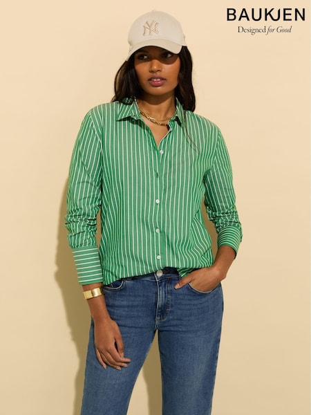Baukjen Green Rishma 100% Cotton Stripe Shirt (F69951) | £119