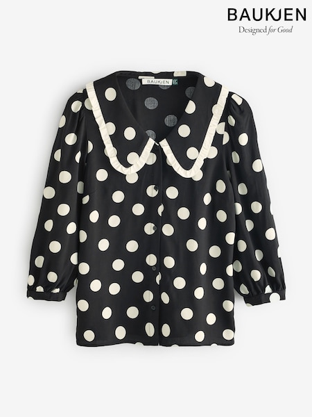 Baukjen Sosha Printed Collar Detail  Black Polka Dot Print Blouse (F69960) | £129