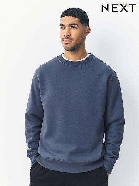 Steel Blue Regular Fit Heavyweight Cotton Rich Crew Sweatshirt (F69980) | £28