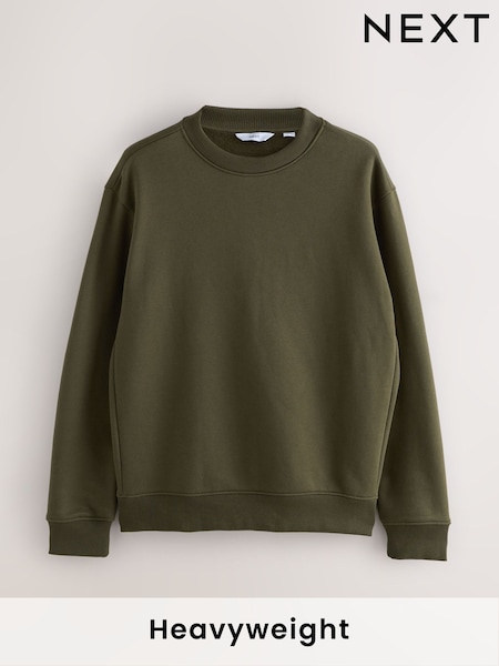 Khaki Green Regular Fit Heavyweight Cotton Rich Crew Sweatshirt (F69988) | £28
