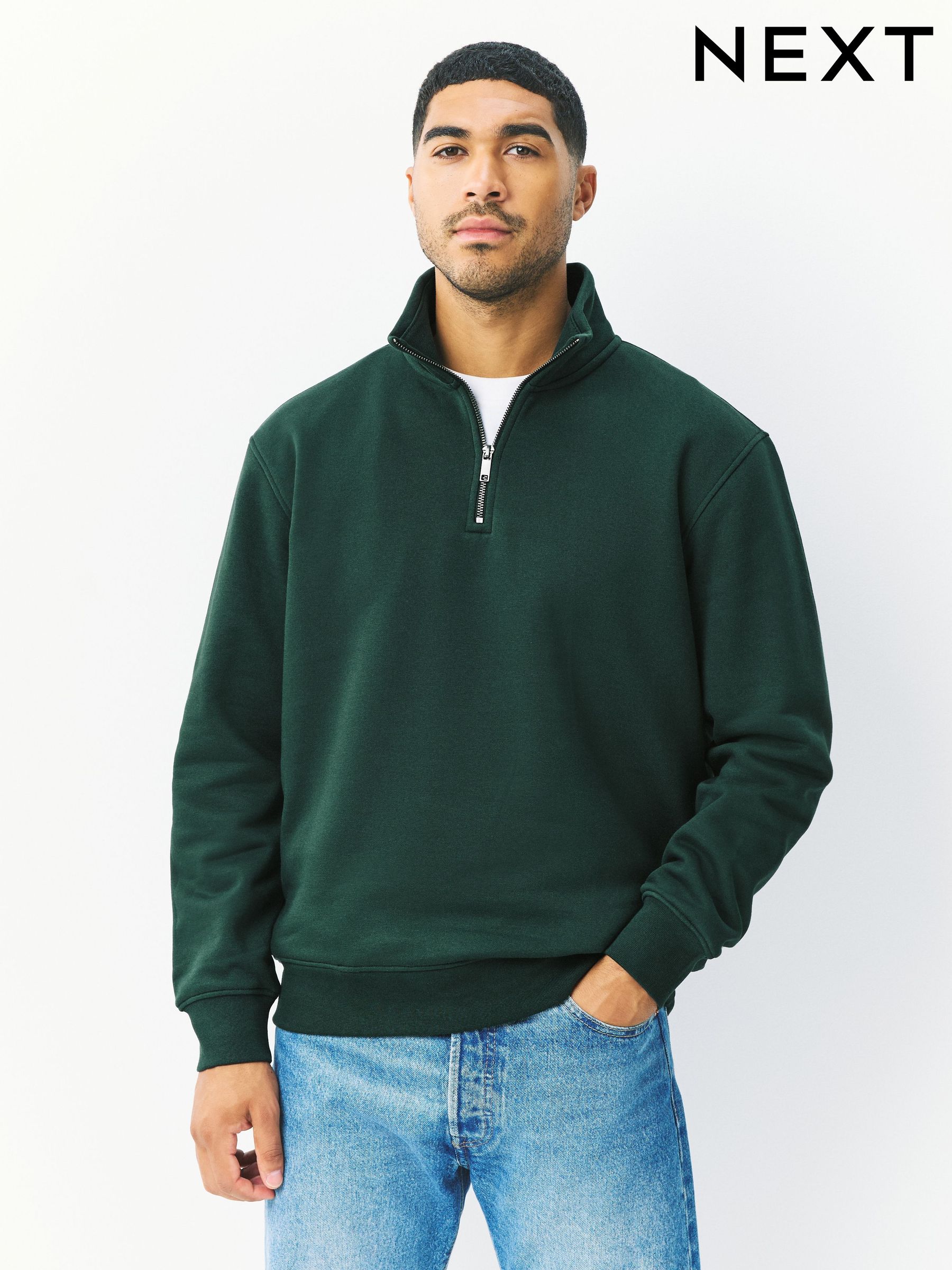 Sweat à Demi-zip NEXT - Coupe Décontractée, Poche Kangourou, Mélange Coton Doux