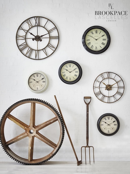 Brookpace Lascelles Black Vintage Outdoor Wall Clock (F70080) | £150