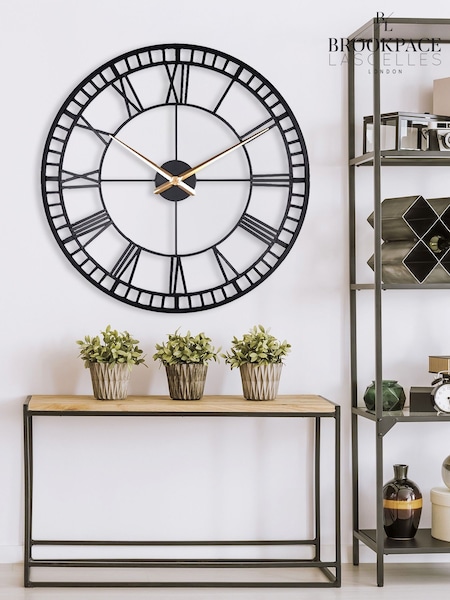Brookpace Lascelles Black Large Metal Skeleton Wall Clock (F70085) | £150