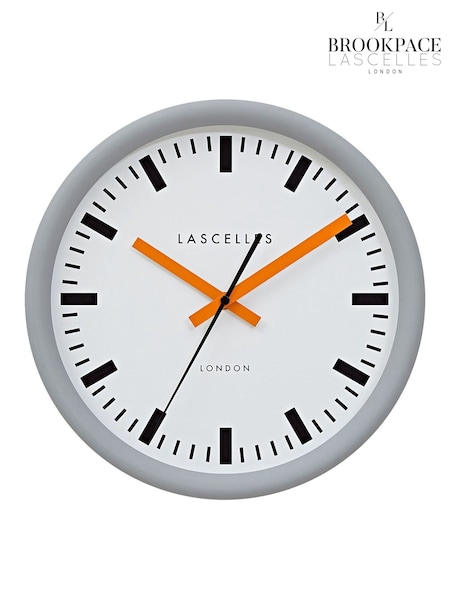 Brookpace Lascelles Grey Swiss Station Clock and Orange Hands (F70094) | £60
