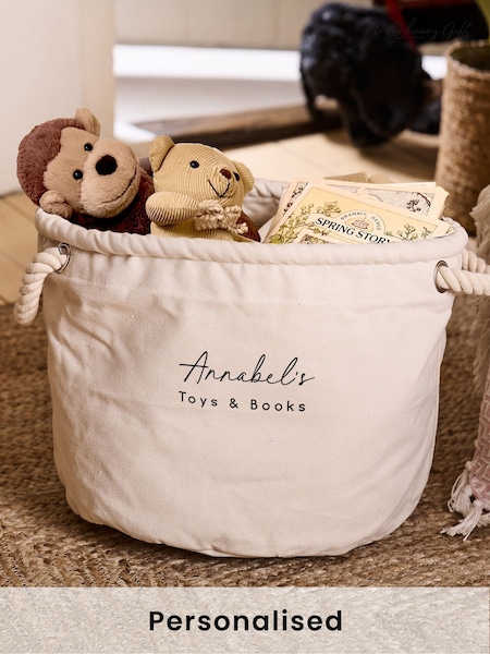 Personalised 100% Cotton Toy Storage Basket by No Ordinary Gift (F70106) | £35