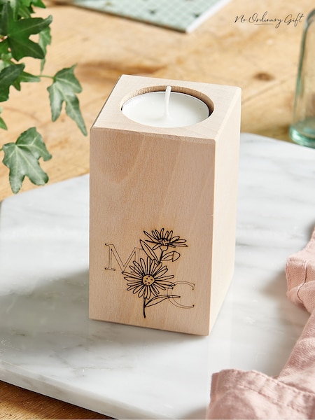 Personalised Wooden Candle Holder by No Ordinary Gift (F70114) | £26