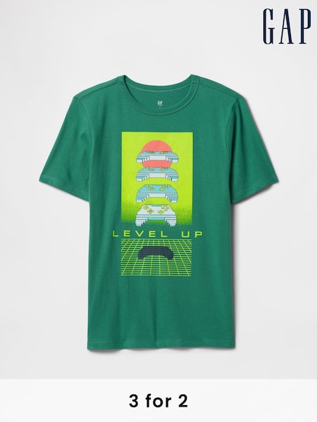 Gap Green Short Sleeve Graphic T-Shirt (4-13yrs) (F70146) | £10