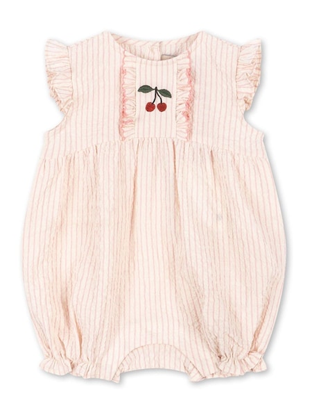 Konges Sløjd Pink Ellie Frill Cherry Embroidery Romper (F70234) | £45
