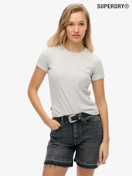 Superdry Grey Essential Logo Rib 100% Cotton T-Shirt (F70266) | £20