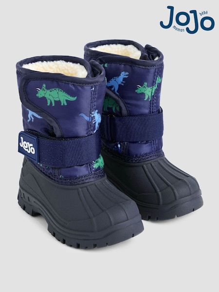 JoJo Maman Bébé Navy Dino Cosy Snow Boots (F70306) | £32.50 - £38.50