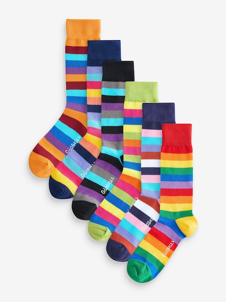 OddBalls Multi Mens Stripes Bundle Socks 6 Pack (F70330) | £30