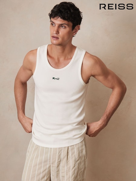 Reiss White Longa Reiss | Ché Logo-Embroidered Vest (F70367) | £38