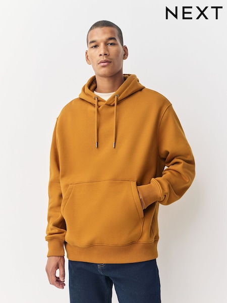 Dark Yellow Regular Fit Heavyweight Cotton Rich Jersey Hoodie (F70373) | £32