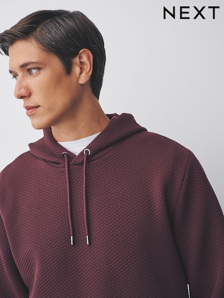 Burgundy Red Textured Overhead Hoodie (F70380) | £36