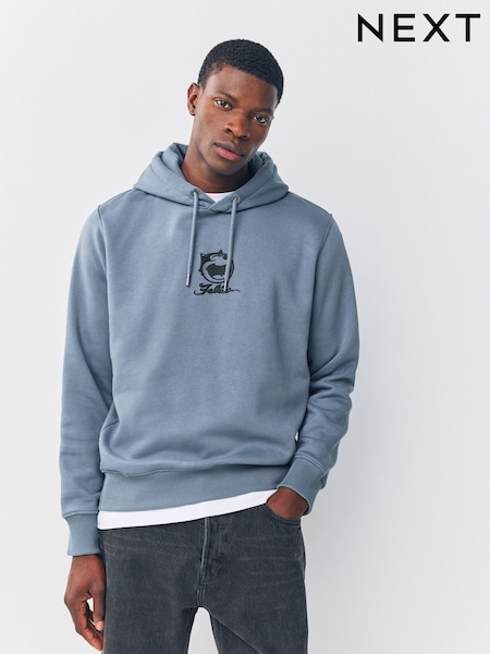 Blue Felix License Graphic Print Hoodie (F70381) | £38