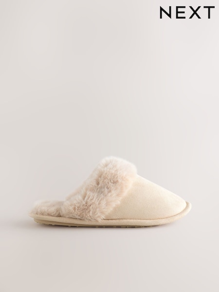 Sand Faux Fur Suede Mule Slippers (F70400) | £15