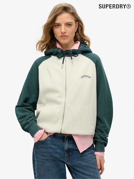 Superdry Cream 100% Cotton Essential Logo Osz Raglan Hoodie (F70441) | £50