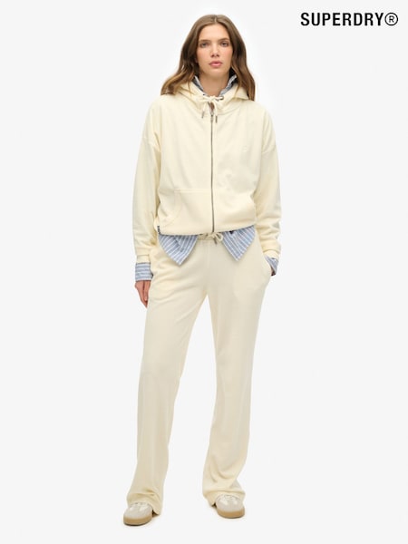 SUPERDRY Cream Velour Wide Leg Joggers (F70443) | £50
