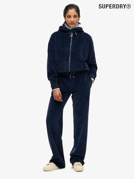 SUPERDRY Blue Velour Wide Leg Joggers (F70447) | £50