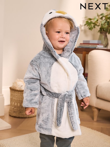 Grey/White Penguin Robe (9mths-12yrs) (F70454) | £15 - £18