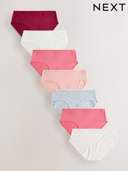 Berry/Pink Short Cotton Rich Knickers 7 Pack (F70458) | £12