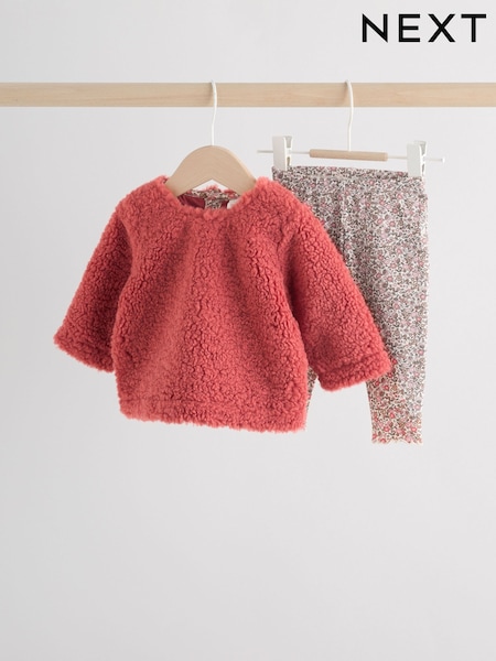 Red Ditsy Baby Fleece Tops and Leggings Set 2 Piece (0mths-2yrs) (F70475) | £14 - £16