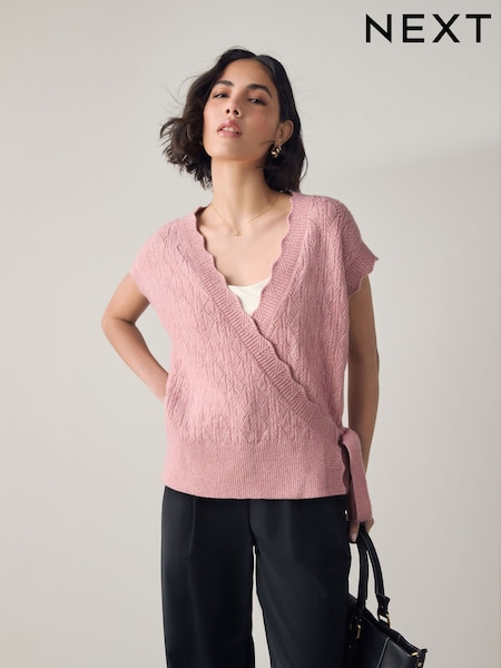 Pink Knitted Wrap Tank (F70542) | £42