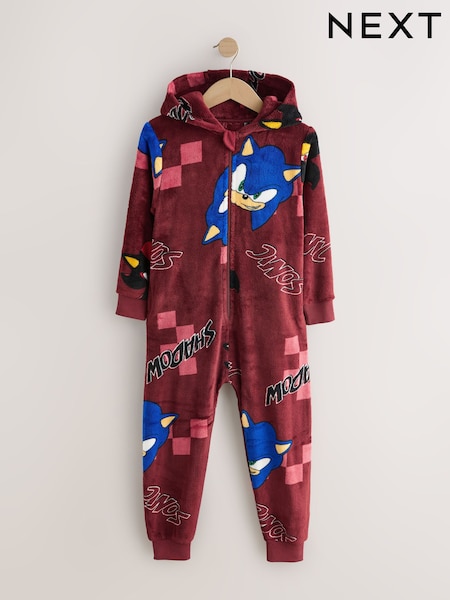 Dark Red Sonic Fleece License All-In-One (3-16yrs) (F70614) | £26 - £32