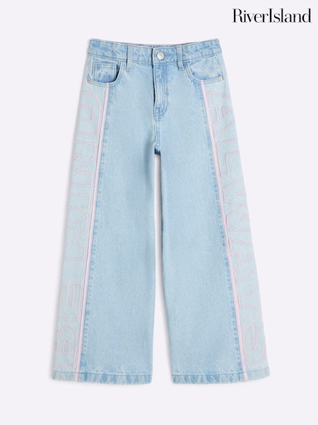 River Island Blue Girls Wide Leg 100% Cotton Jeans (F70699) | £26