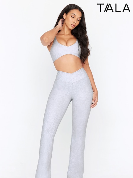 TALA Grey Yoga DayFlex Wrap High Waisted Flared Leggings (F70753) | £64
