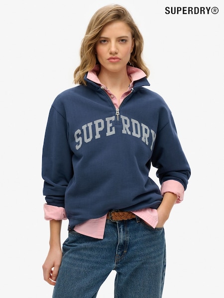 Superdry Blue Athletic Essentials Collared Half Zip Jumper (F70897) | £50
