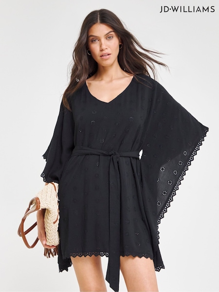 JD Williams Black Beach To Beach Broderie Beach Kaftan (F70974) | £28