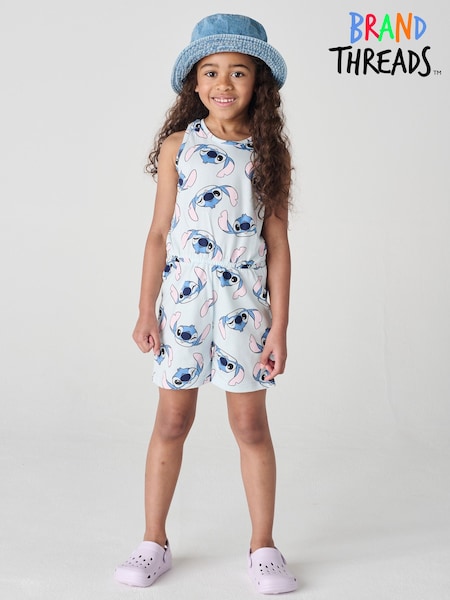 Brand Threads Blue 100% Cotton Stitch Playsuit (F71007) | £20