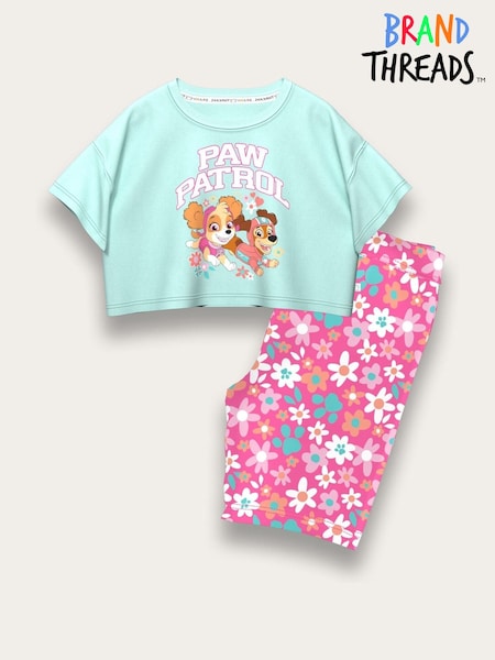 Brand Threads Blue & Pink 100% Cotton Paw Patrol Top and Short Set (F71009) | £20