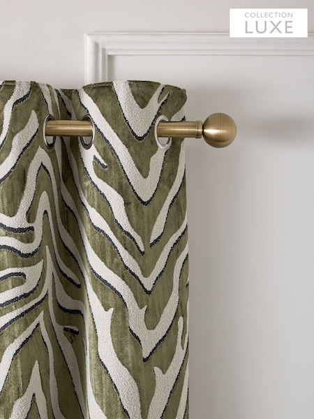 Green Collection Luxe Heavyweight Velvet Animal Print Eyelet Lined Curtains (F71142) | £200 - £400