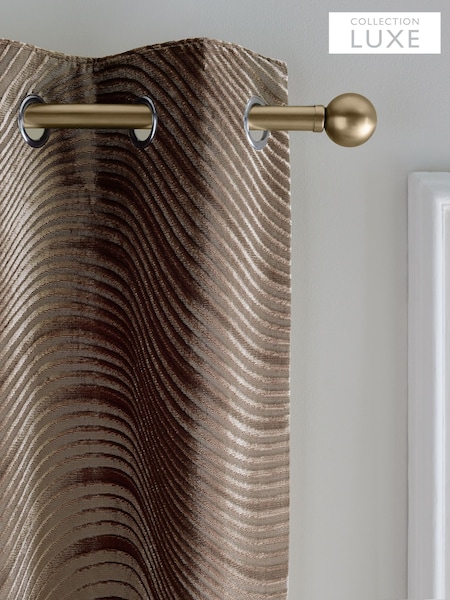 Mocha Brown Collection Luxe Heavyweight Velvet Swirl Eyelet Lined Curtains (F71145) | £200 - £400