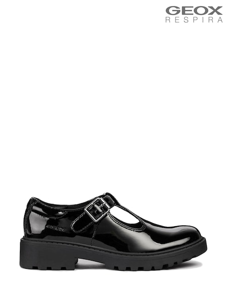 Geox J Casey G. E Buckle Black Shoes (F71205) | £60