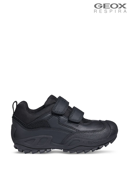 Geox J New Savage Boy B A Waterproof Touch Fastening Black Trainers (F71208) | £57