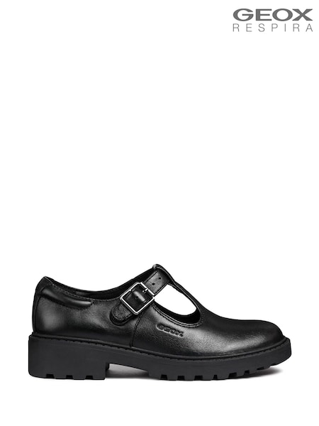 Geox J Casey G. E Buckle Black Shoes (F71209) | £60