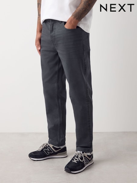 Grey Charcoal Regular Tapered Fit Classic Stretch Jeans (F71237) | £28