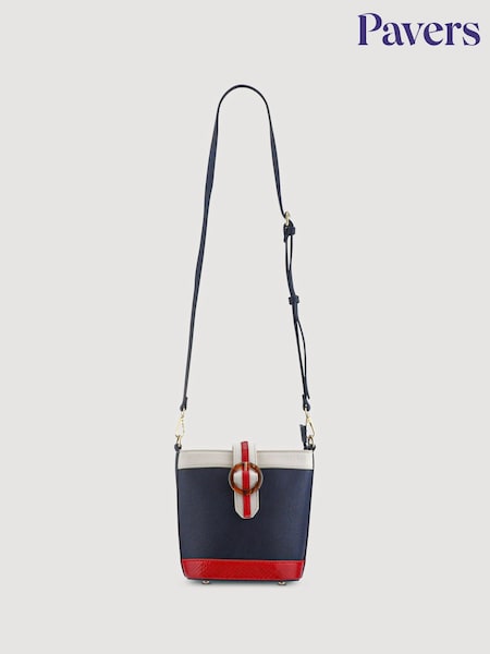 Pavers White/Navy/Red Buckle Fasten Crossbody Bag (F71242) | £27