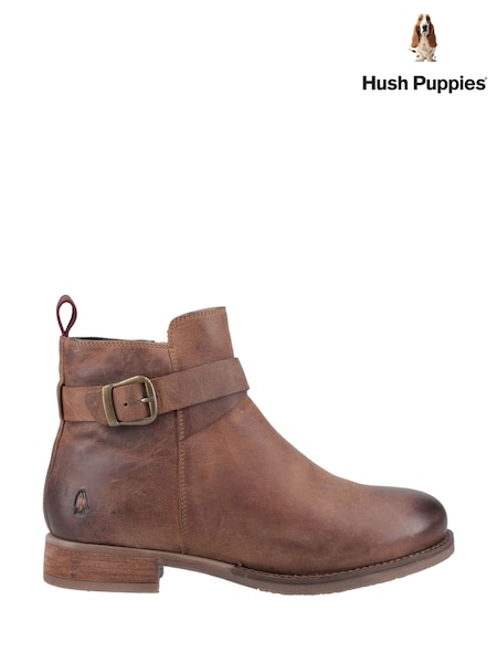 Hush Puppies Elise Buckle Brown Boots (F71296) | £100
