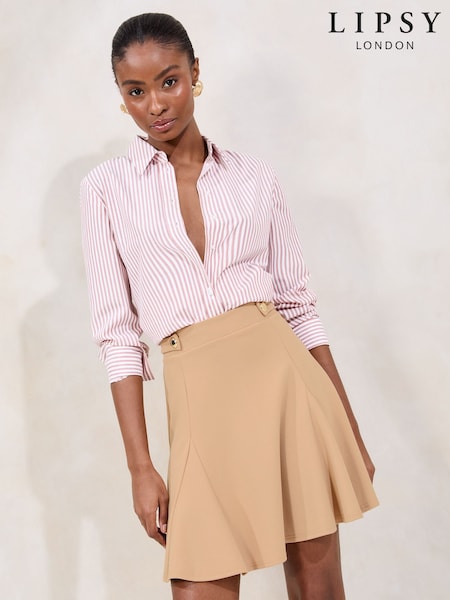 Lipsy Neutral Tabbed Skater Skirt (F71397) | £29